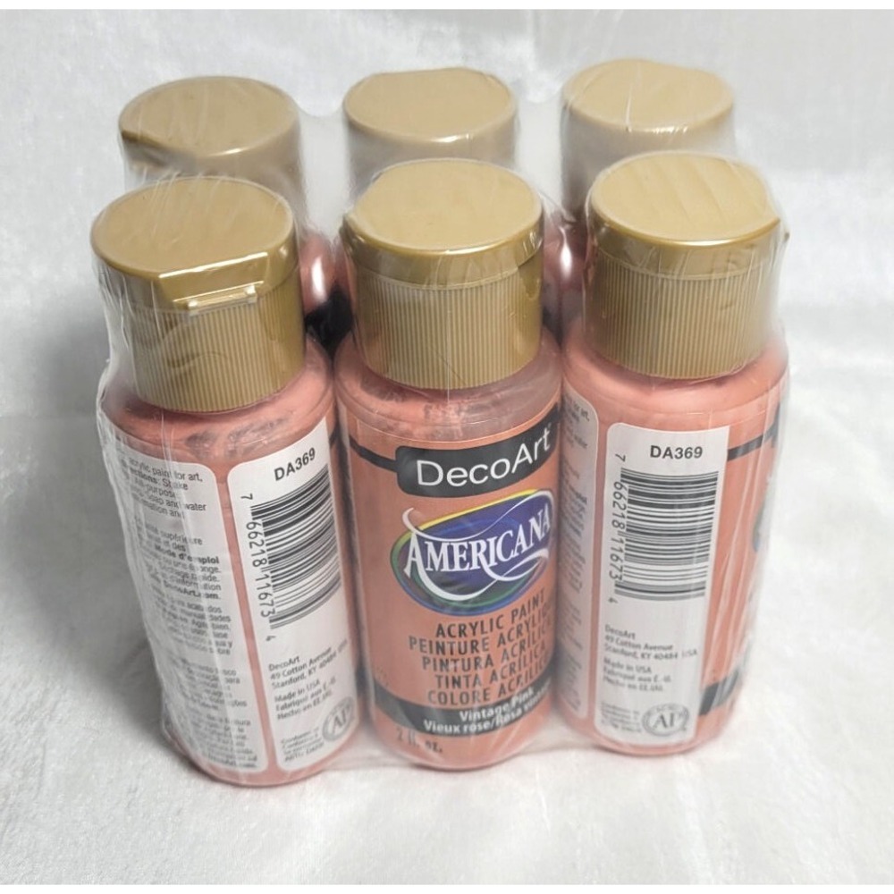 LOT 6 Bottles 2oz DecoArt Crafter's Acrylic Paint - Vintage Pink